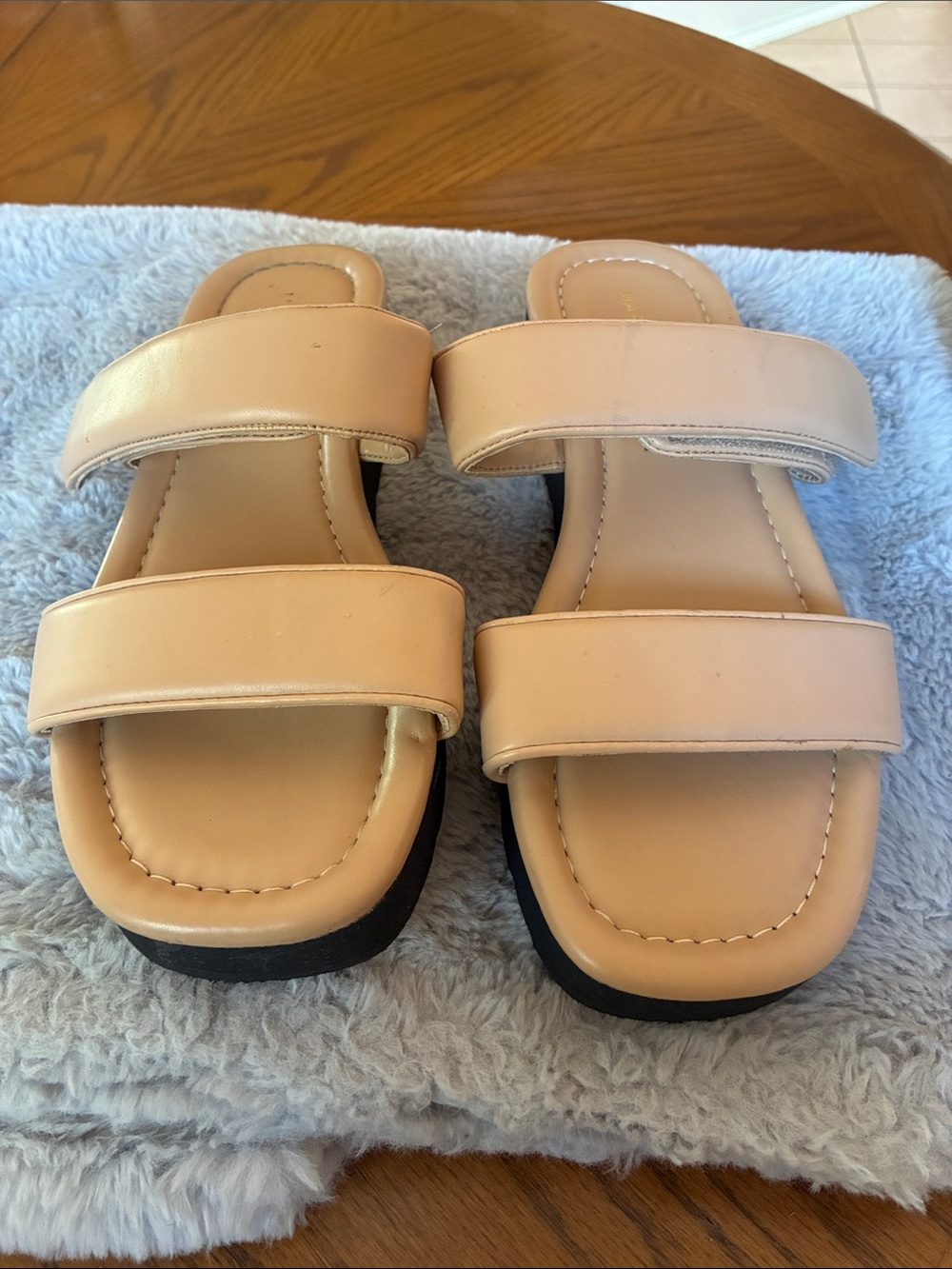 Marc Fisher Nude Double-Strap Slide Sandals